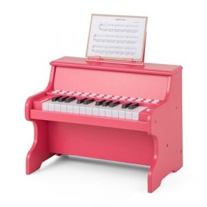 GOPLUS Clavier Piano Enfant 25 Touches Lumineuses, Piano Num&eacute;rique en Bois avec Pupitre, Mode d'apprentissage, Volume/Vitesse R&eacute;glables, Instrument de Musique pour 3+ Ans (Rose) (Augenstern24, neuf)