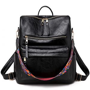 DORRISO Sac &agrave; Dos Femme PU Cuir Antivol Sacs &Agrave; Bandouli&egrave;re Sacoche pour Ordinateur Portable Grande Capacit&eacute; Sac &agrave; Dos de Voyage pour Femmes Noir (DORRISO--FR, neuf)