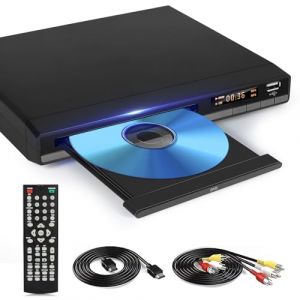 Lecteur DVD HD avec Port HDMI, Lecteurs DVD Région Gratuits pour Smart TV, Câble de Sortie HDMI/RCA Inclus, Mémoire de Pause, PAL/NTSC intégré, Lecteurs CD pour la Maison (Non Blu-Ray) (yuyitouziuk, neuf)