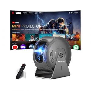 [App int&eacute;gr&eacute;e] Mini Projecteur Supporte 4K 1080P 2026 Upgraded Auto Focus & Keystone, Vid&eacute;oprojecteur Correction 360&deg;Rotation avec WiFi 6 et Bluetooth 5.4 projecteur avec HDMI/TV Stick/USB/ - Gris (MENIOO store, neuf)