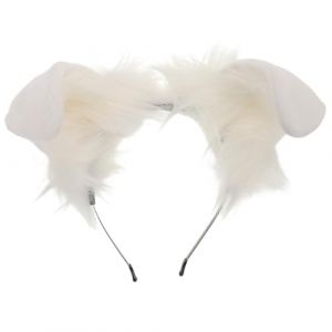 POPETPOP Serrage-T&ecirc;te Oreilles de Chien en Peluche Douce Blanche Bandeau Cosplay Adulte Accessoire D&eacute;guisement Halloween Carnaval Serrage-T&ecirc;te Animaux pour F&ecirc;te Costum&eacute;e et Soir&eacute;e &agrave; (Riser Treasure, neuf)