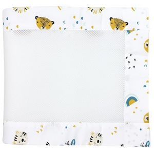 TupTam Barreaux Protection Filet Tour de Lit B&eacute;b&eacute; Mesh 3D Pack de 2 pi&egrave;ces, T&ecirc;tes d'animaux Safari, env. 128 x 30 cm (pour lit d'enfant 140x70) (LotteStyle, neuf)