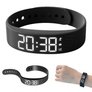 Hojalis Bracelet Reveil Vibrant, Bracelet De R&eacute;veil Vibrant Silencieux, &Eacute;tanch&eacute;it&eacute; Ip65,MontreR&eacute;veil Rechargeable Par USB, Montre De Rappel D&rsquo;Alarme Vibrante Pour Hommes Femme, Activit&eacute; Quotidienne (SKDZ, neuf)
