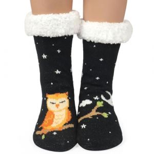 Chaussettes de chalet pour femme et fille - Chaussettes thermiques épaisses et chaudes - Chaussettes de Noël - Chaussettes d'hiver moelleuses - Chaussettes de lit avec picots - Chaussons pour Noël (365BuyMart, neuf)