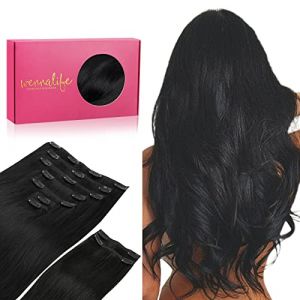 WENNALIFE Extension a Clip Cheveux Naturel, 150g 55cm 11pcs Noir de Jais Extension Cheveux Naturel Humain Remy Extension Cheveux Naturel Clip Humains Vrai Extension Clip Cheveux Naturel (wennalife-FR, neuf)