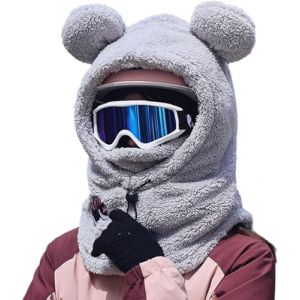 ThiCc Capuche Sherpa pour femme &ndash; Chapeau mignon avec oreilles d'ours, de lapin et de chat en peluche, chauffe-oreilles pour l'hiver, l'&eacute;quitation, le ski, bonnet casque en polaire coupe-vent, cagoule (Secret Dream, neuf)