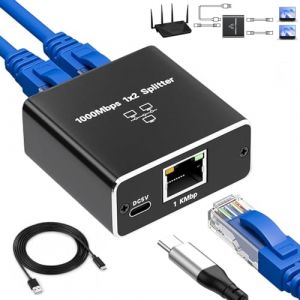 Aplimln Switch RJ45 2 Ports, répartiteur Ethernet 1000 Mbps LAN Splitter Switch ethernet avec câble d'alimentation Type-C Switch Gigabit pour Ordinateur, commutateur, routeur, décodeur, TV (TONCHEN, neuf)