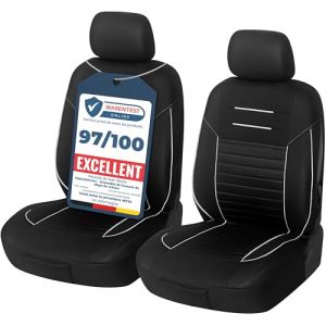 upgrade4cars Housses de Siège de Voiture Avant Universelle Noir Blanc | Housse de Sieges Auto Universel pour Conducteur et Passager (upgrade4cars, neuf)