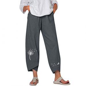 Pantalon Lin Femme &Eacute;t&eacute; D&eacute;contract&eacute;s Pantalons Mode Coton Chanvre Confortable Jogging Plage R&eacute;tro Pants Ample Taille Elastique Boho Haram Pantalon avec Poches Longueur Pants Chic et Elegant (M99M (Arriver 5 &agrave; 15 jours), neuf)