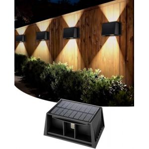 CORESLUX Applique Solaire Ext&eacute;rieur, 3000K Blanc Chaud Applique Murale Exterieur Haut & Bas, Lumiere Solaire Exterieur &Eacute;tanche IP65, Lampe Murale Exterieur Pour Jardin, Cour, Cl&ocirc;ture (CORESLUX EU, neuf)
