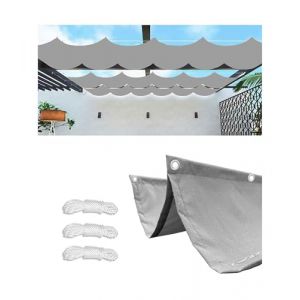 Rétractable Vague Voile Ombrage Rectangulaire Imperméable 4x3M(LXL) Toile D'ombrage Filet D'ombrage Bâche Ombrage Protection UV Solaire pour Jardins Balcons Terrasse Pergola Gris Clair (Woace®, neuf)
