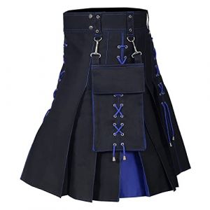 Robe de mariée décontractée Kilt écossais traditionnel écossais pour homme - Kilt utilitaire - Kilts tartan - Kilts de sport utilitaire - Jupe de chevalier, 630a-bleu, 4XL (Nhainel, neuf)