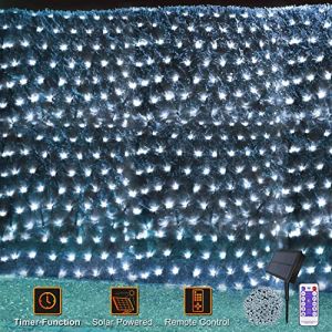 Filet solaire d'ext&eacute;rieur en maille pour jardin,4.5 x 1.5 m 192 LED Guirlande de No&euml;l en maille Rideau lumineux avec t&eacute;l&eacute;commande et minuterie 8 modes pour No&euml;l anniversaire mariage salon (blanc) (CERIAL-EU, neuf)