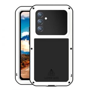 LOVE MEI Coque pour Samsung Galaxy A54 5G, Outdoor Sports Heavy Duty M&eacute;tal Blind&eacute; Coque &Eacute;tanche Antichoc Anti-poussi&egrave;re Full Body Protection Case avec Verre tremp&eacute; pour Galaxy A54 (Blanc) (Yeon store, neuf)
