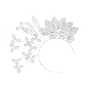 Serre-tête à fleurs et feuilles pour mariée - Élégant serre-tête de vigne - Pour mariage - Pour cérémonie (;intao, neuf)