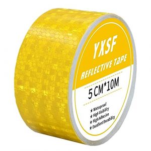 YXSF Ruban Réfléchissant Jaune 5cm x 10m, Auto-adhésif Fort Imperméable, Ruban de Sécurité avec Haute Visibilité Nocturne pour Véhicules, Vélos et Extérieur Résistant (Hongpeng, neuf)