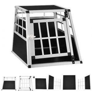 Juskys Alu Box de Transport pour Chiens M - 69x54x51 cm - Caisse de Transport pour Chiens Robuste et Facile à Entretenir, Porte grillagée verrouillable, Caisse de Voyage en Aluminium pour Chiens (Juskys Gruppe GmbH, neuf)