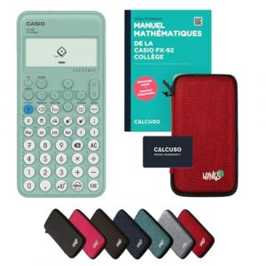 Casio fx-92 Collège avec Housse de Protection Rouge et Manuel (88 Pages, DIN A5) – Calculatrice Scientifique – Smart Set (CALCUSO, neuf)