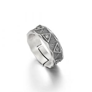 LAOYEFACAI Bague Homme mat en Argent Sterling 925 œil D'Horus Bague Ouverte Vintage Gothique Hommes Bagues (02) (chaozhouwanshishun, neuf)