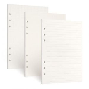 Lot de 3 Recharge Papier A5 6 Trous Papier de Recharges Quadrillé, Ligné, Points Feuillets Mobiles pour Agenda A5 Bullet Carnet Cahier de Voyage, 135 Feuilles (RENhailong, neuf)