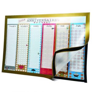Calendrier Perp&eacute;tuel "Joyeux Anniversaires" | Format A3 Recto Verso avec Cadre Magn&eacute;tique et Adh&eacute;sif | Calendrier Sans Ann&eacute;e &agrave; Remplir pour Dates Importantes et Anniversaires | Illustr&eacute; et Multicolore (Calendrier Evenement, neuf)