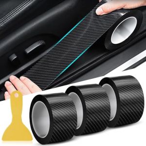 3 Rouleaux Film Carbone Anti-Rayures, Bande de Seuil de Porte, Autocollant Adhésif Protection Voiture, Noir Brillant (5 cm x 10 M/Rouleau) (MFSSEU, neuf)
