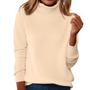 Pull Femme Hiver Chaud Grande Taille Tee Shirt Manche Longue Femme Coton Oversize Top col Roule Polaire Laine Sweatshirts Pas Cher Automne Cachemire Classics Slim Fit Tunique sous Pull(Beige,XL) (uxxnjfg, neuf)