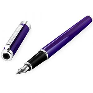 Helix Oxford Stylo plume en acier inoxydable Pointe moyenne Corps violet (OMGHC., neuf)