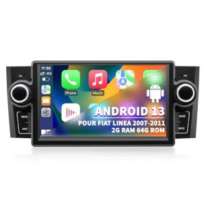 Autoradio pour Fiat Linea 2007-2011 Punto 2005-2009, Android 13 2G+64G avec CarPlay sans Fil/Android Auto GPS Navi Bluetooth WLAN FM DSP Subwoofer Commande au Volant, Radio &agrave; &eacute;cran Tactile 7 Pouces (GUIDACHANG, neuf)