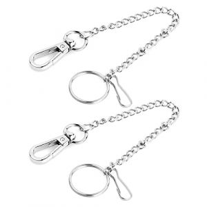 2 Pi&egrave;ces Cha&icirc;ne de Pantalon 20cm M&eacute;tal Hip Hop Porte-Cl&eacute;s Cha&icirc;ne de Cow-Boy pour Femme Homme D&eacute;corative avec Mousqueton et Porte-Cl&eacute;s, Argent (nansavor, neuf)