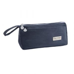 Kelisdi Trousse &agrave; crayons en velours c&ocirc;tel&eacute; avec 2 compartiments pour &eacute;tudiants, adultes, grande capacit&eacute;, trousse &agrave; crayons, trousse de maquillage de voyage, bleu (Secret Dream, neuf)