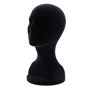 T&ecirc;te de mannequin en polystyr&egrave;ne pour perruque, bonnet, lunettes, lunettes de soleil, &eacute;charpes, support de pr&eacute;sentation en mousse, mod&egrave;le masculin noir (Gemini_mall, neuf)