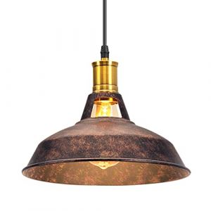 iDEGU Suspension Luminaire Industrielle, 27CM Rétro Lustre Plafonnier en Métal E27 Éclairage de Plafond Vintage Lampe Suspension pour Salon Cuisine Salle à Manger Corridor Restaurant (Rouille) (IDEGU, neuf)