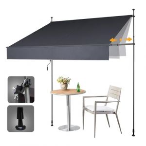 HOMEDEMO Store Balcon Rétractable, Résistant aux UV, Auvent Manuel Rétractable, Store Banne Hauteur et Inclinaison Réglable, Store pour Jardin, Patio Gris Foncé, 250x120-150cm (Uniquy, neuf)