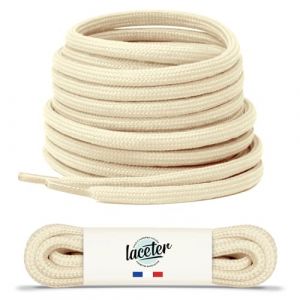 Laceter Lacets Ronds Épais 4mm pour Bottes, Dr Martens, Chaussures de Sécurité, Randonnée, Outdoor, Travail - Robustes, Durables - Fabriqués en Europe Haute Résistance - Crème, 120 cm (Lace'ter, neuf)