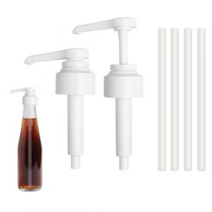 HENGBIRD 2 pi&egrave;ces 10ml Pompe Sirop, Pompe &agrave; Sirop Compatible Monin 0.7L/1L, Pompe pour Sirop R&eacute;utilisable avec 4 Tubes, Pompe Monin pour Bouteille de Sirop, Caf&eacute;, Bar ou Maison (zhentailiang, neuf)