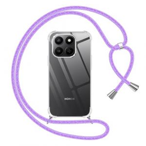 Pnakqil Coque pour Honor 400 Smart 5G avec Cordon, Transparente Silicone Housse avec R&eacute;glable de Collier Anti-Chute Etui pour Honor 400 Smart 6.77 Pouces, &Egrave;tuis &agrave; Bandouli&egrave;re [Violet 01] (CONNECT EAGLE, neuf)