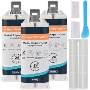 Cieex Colle Epoxy pour Metal, 80g*3, Colle Metal Kit with Gloves and Digging Spoon, Super Glue Extra Forte pour Soudure à Froid Metal, Pâte de Réparation en Métal pour Acier, Fonte. (guliguojishangmao, neuf)