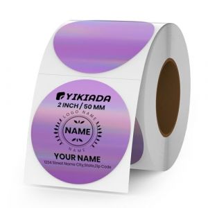 YIKIADA Holographiques Étiquettes Thermiques Rondes Adhésives 50 mm Violet Laser Autocollantes Imperméable Imprimable pour Bureau École QR Inventaire 200 Pièces par Rouleau (YIJIADA, neuf)