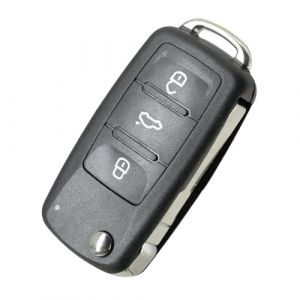 leruiyezs Coque de cl&eacute; 3 Boutons pour VW, Skoda, Seat pour &eacute;change de cl&eacute;s VW et cl&eacute; de Remplacement VW &ndash; bo&icirc;tier sans &eacute;lectronique pour Polo, Golf, Passat, Ibiza, Fabia, Altea, Touran, Jetta (Lerui-FR, neuf)