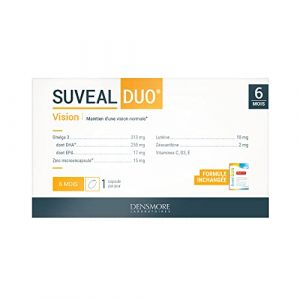 Densmore - SUVEAL Duo - Complément Alimentaire Ophtalmologique à base de DHA (Oméga 3), Lutéine, Zéaxanthine, Vitamines et Zinc - Idéal Vision - 180 Capsules - Cure de 6 mois - Fabriqué en France (HCService, neuf)