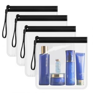 4Pcs Trousse de Toilette Transparente Femme, Sac &agrave; Liquide Pochette Transparente Voyage,20x20cm Kit Voyage Avion Cabine Sac &agrave; Liquide avec poign&eacute;e,Pour Femmes et Hommes (tengxueping, neuf)
