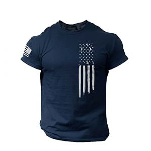 Tee Shirt Homme Drapeau Americain Manches Courtes Et Col Rond T Shirt Musculation Printemps Et été Casual Shirt Tops Elégant et Chic Imprimé Rétro Tshirt Homme Marque Soldes (sutelang lurryly (7-15 jours de livraison), neuf)