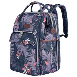 VANKEAN Sac à langer avec matelas à langer portable, sac à langer pour bébé avec sangle de poussette et port USB, sac à dos de voyage multifonction étanche, sac à dos de voyage pour bébé fille cadeau (VANKEAN-EU, neuf)