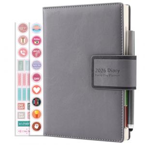 Agenda 2026 une page par jour, planificateur de productivit&eacute; sur 12 mois, de janvier 2026 &agrave; d&eacute;cembre 2026, agenda journalier &agrave; couverture rigide avec stylo, porte-stylo, autocollants, marque-pages (Creative Life EU Store, neuf)