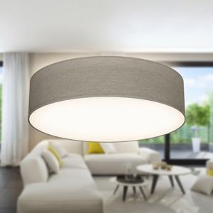 B.K.Licht - Plafonnier avec abat-jour en tissu, douille E27, max. 40 watts, lustre, lustre salon, lustre chambre, luminaire plafonnier, lustre cuisine, plafonnier salon, 38x10 cm, taupe (B.K.Licht, neuf)