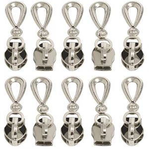 AERZETIX - C62947 - Lot de 10 curseurs N°5 non verrouillables pour fermeture éclair à glissière spirale avec tirette décorative - couleur: argent - en métal - jupe robe maroquinerie confection jeans (Tuning, neuf)