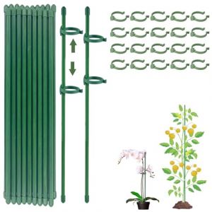 Tuteurs pour Plantes,20 Pièces Tuteur Plante Interieur, 20 Tiges de Plantes Clips, 40 Capuchons de Protection, Attache Plante, Tuteur Orchidee, Fixation de Croissance des Plantes（80PCS） (shengbilong, neuf)