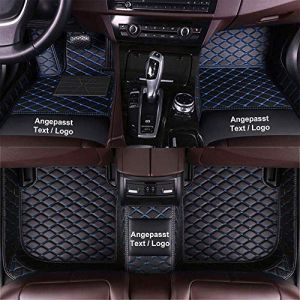 Tapis de Sol Personnalisés pour Ford Focus Kuga Modeo Ranger Fiesta Mustang F150 Transit,Tapis en Cuir PU imperméable Anti-poussière Bleu Noir (Maiduoluoo, neuf)