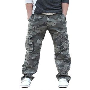 Homme Adultes Combat Pantalons Treillis Militaire Cargo Pantalon de Travail Multi Poches Coton Camouflage en Vrac Loisir Gris 34 (DaiHan, neuf)